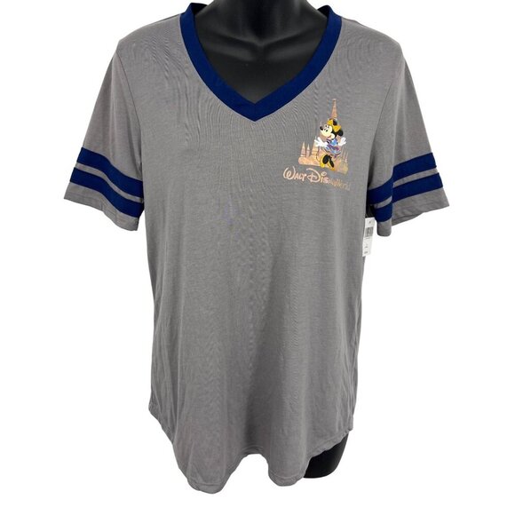Walt Disney World 50 Anniversary  Tee Shirt Short Sleeve Blue Gray Minnie Mouse - Picture 1 of 8
